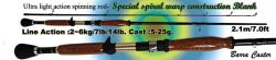 Osprey spiral wrap casting rods. Light action casting rods in 7ft x 2 sections